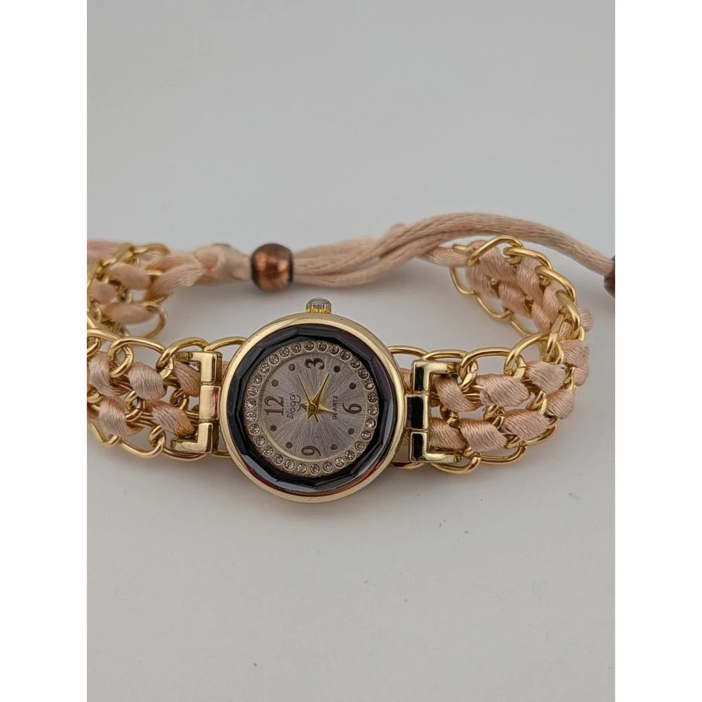 Sloggi Watch Women‎ 25mm Gold Case Pink/Gold Adjustable Band- New Battery